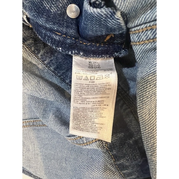 Old Navy Frayed-Hem Light Wash Blue Denim Jean Shortalls XL Girl's 14 - Picture 10 of 10